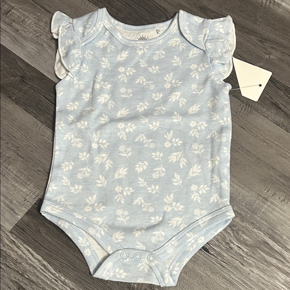 Charming Light Blue Floral Kids Bodysuit